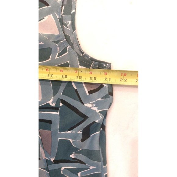 NINE WEST WOMENS Green/Gray V-NECK SLEEVELESS BLOUSE TIE at Neck SIZE Large‎ - Picture 4 of 5